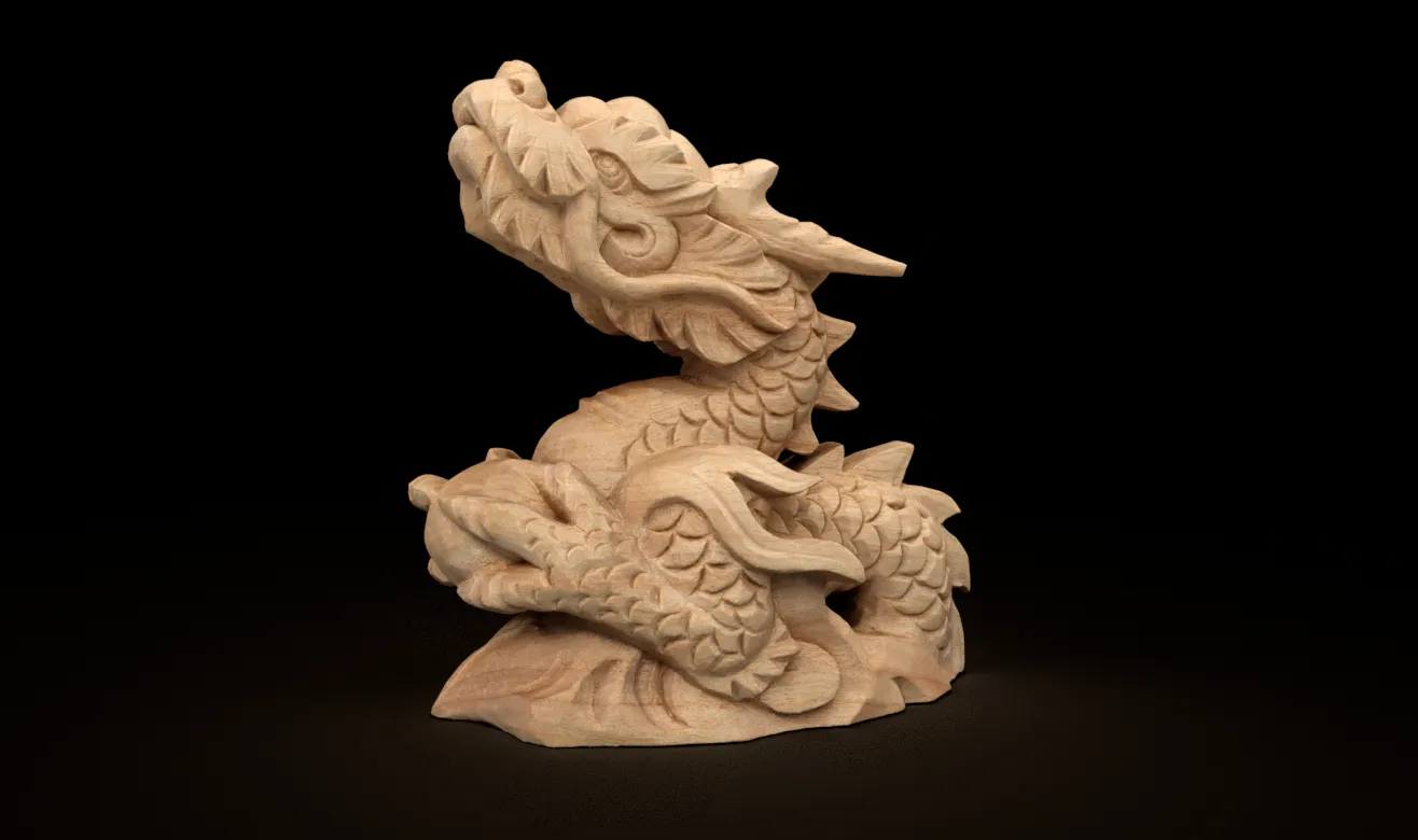 龍の木彫り作品